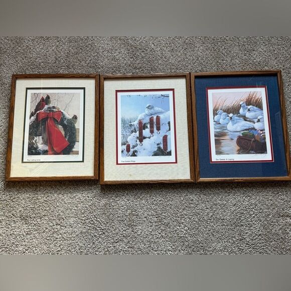 Rare Find Fernandez The 12 Days of Christmas Series Matted Framed Prints - Picture 5 of 13